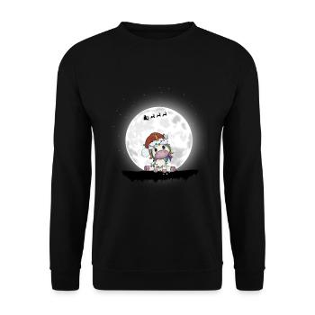 Weihnachten Mädchen Jungen Weihnachten Einhorn - Unisex Pullover - Schwarz - Vorne - Alina (178cm) & Michal (187cm)