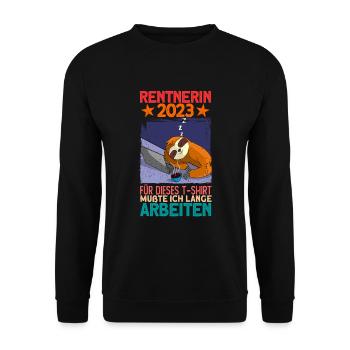 Rentnerin 2023 Faultier Ruhestand - Unisex Pullover - Schwarz - Vorne - Alina (178cm) & Michal (187cm)