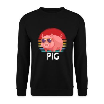Pig Sunglasses - Unisex Sweatshirt - black - Front - Alina (178cm) & Michal (187cm)