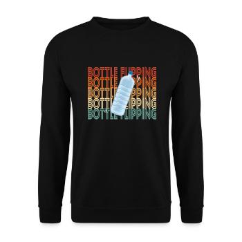 Water Bottel Flipping Geschenk Flaschendrehen - Unisex Pullover - Schwarz - Vorne - Alina (178cm) & Michal (187cm)