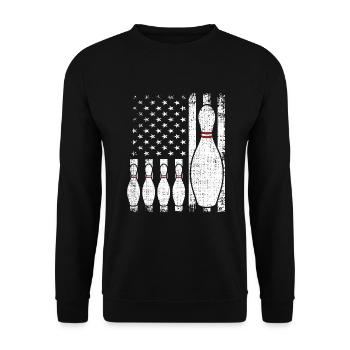 Bowling US Flagge Bowling-Spieler - Unisex Pullover - Schwarz - Vorne - Alina (178cm) & Michal (187cm)
