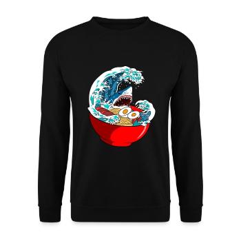 Le requin mange des ramen Nourriture japonaise - Sweat-shirt Unisexe - noir - Devant - Alina (178cm) & Michal (187cm)