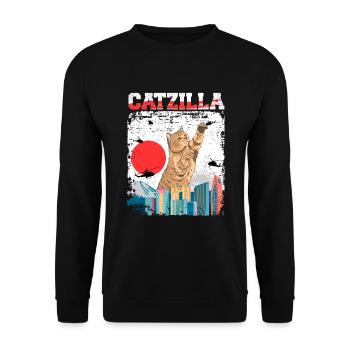 Catzilla Retro Cat Cat Lovers - Sweat-shirt Unisexe - noir - Devant - Alina (178cm) & Michal (187cm)