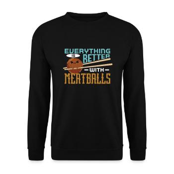Boulettes de viande Boulettes de viande Cadeau - Sweat-shirt Unisexe - noir - Devant - Alina (178cm) & Michal (187cm)