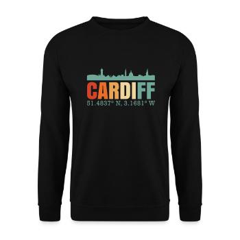 Cardiff England Great Britain Skyline - Unisex Sweatshirt - black - Front - Alina (178cm) & Michal (187cm)