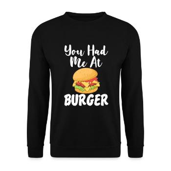 Burger Lover Gift - Unisex Sweatshirt - black - Front - Alina (178cm) & Michal (187cm)