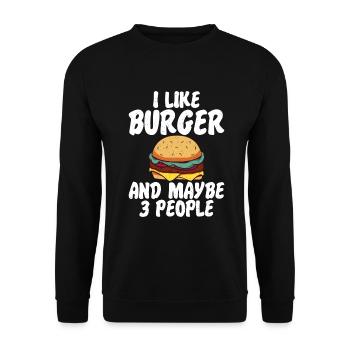 Burger Lover Gift - Unisex Sweatshirt - black - Front - Alina (178cm) & Michal (187cm)