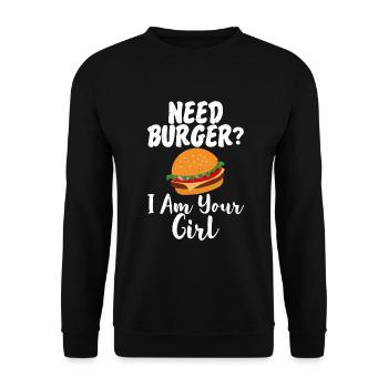 Burger Lover Gift - Unisex Sweatshirt - black - Front - Alina (178cm) & Michal (187cm)