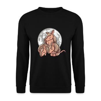 Armadillo Family Moon - Unisex Sweatshirt - black - Front - Alina (178cm) & Michal (187cm)