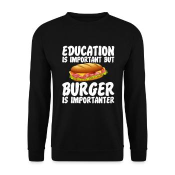 Burger Lover Gift - Unisex Sweatshirt - black - Front - Alina (178cm) & Michal (187cm)