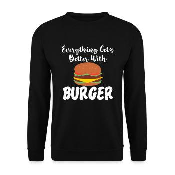 Burger Lover Gift - Unisex Sweatshirt - black - Front - Alina (178cm) & Michal (187cm)