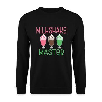 Ich liebe Milchshakes Milchshake Geschenk - Unisex Pullover - Schwarz - Vorne - Alina (178cm) & Michal (187cm)