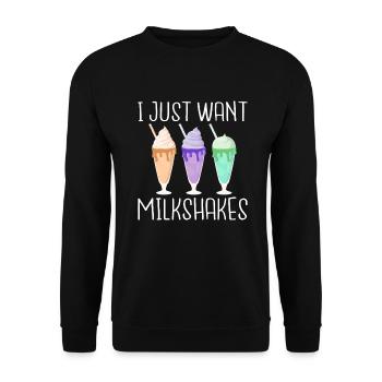 I love Milkshakes Milkshake Gift - Unisex Sweatshirt - black - Front - Alina (178cm) & Michal (187cm)