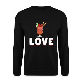 Ich liebe Milchshakes Milchshake Geschenk - Unisex Pullover - Schwarz - Vorne - Alina (178cm) & Michal (187cm)
