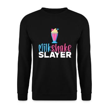 Ich liebe Milchshakes Milchshake Geschenk - Unisex Pullover - Schwarz - Vorne - Alina (178cm) & Michal (187cm)