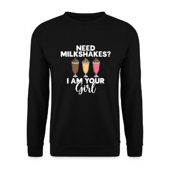 I love Milkshakes Milkshake Gift - Unisex Sweatshirt - black - Front - Alina (178cm) & Michal (187cm)