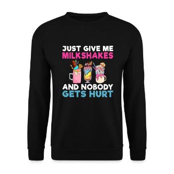 Ich liebe Milchshakes Milchshake Geschenk - Unisex Pullover - Schwarz - Vorne - Alina (178cm) & Michal (187cm)