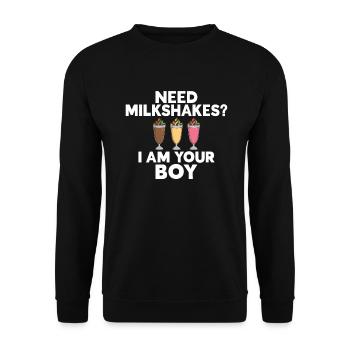 Ich liebe Milchshakes Milchshake Geschenk - Unisex Pullover - Schwarz - Vorne - Alina (178cm) & Michal (187cm)