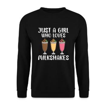 Ich liebe Milchshakes Milchshake Geschenk - Unisex Pullover - Schwarz - Vorne - Alina (178cm) & Michal (187cm)