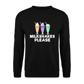 Ich liebe Milchshakes Milchshake Geschenk - Unisex Pullover - Schwarz - Vorne - Alina (178cm) & Michal (187cm)