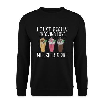 I love Milkshakes Milkshake Gift - Unisex Sweatshirt - black - Front - Alina (178cm) & Michal (187cm)