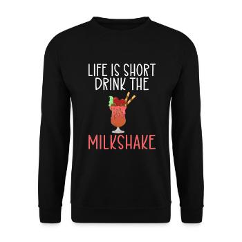 I love Milkshakes Milkshake Gift - Unisex Sweatshirt - black - Front - Alina (178cm) & Michal (187cm)