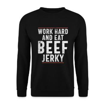 Beef Jerky Gift Beef Jerky Lover - Unisex Sweatshirt - black - Front - Alina (178cm) & Michal (187cm)