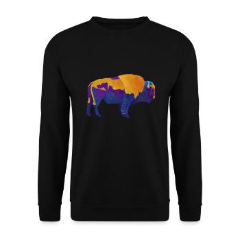 Rétro American Buffalo - Sweat-shirt Unisexe - noir - Devant - Alina (178cm) & Michal (187cm)