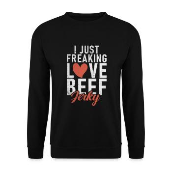 Beef Jerky Gift Beef Jerky Lover - Unisex Sweatshirt - black - Front - Alina (178cm) & Michal (187cm)