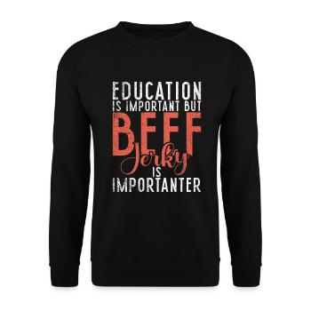 Beef Jerky Gift Beef Jerky Lover - Unisex Sweatshirt - black - Front - Alina (178cm) & Michal (187cm)