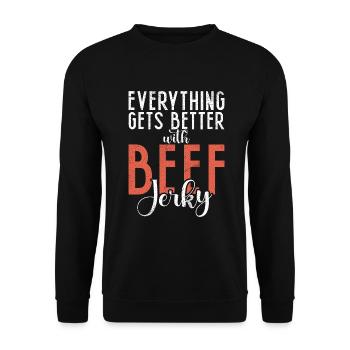 Beef Jerky Gift Beef Jerky Lover - Unisex Sweatshirt - black - Front - Alina (178cm) & Michal (187cm)