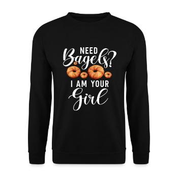 Bagel Gifts Bagel Lover - Unisex Sweatshirt - black - Front - Alina (178cm) & Michal (187cm)