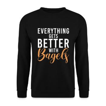 Bagel Gifts Bagel Lover - Unisex Sweatshirt - black - Front - Alina (178cm) & Michal (187cm)