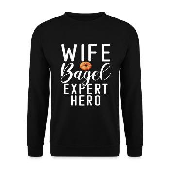 Cadeaux Bagel Bagel Lover - Sweat-shirt Unisexe - noir - Devant - Alina (178cm) & Michal (187cm)