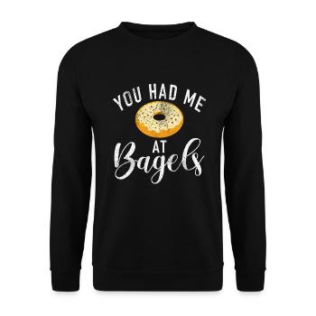 Cadeaux Bagel Bagel Lover - Sweat-shirt Unisexe - noir - Devant - Alina (178cm) & Michal (187cm)