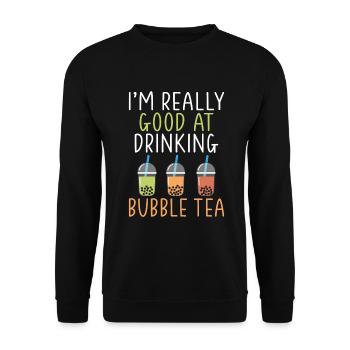 Bubble Tea Lover Gift - Unisex Sweatshirt - black - Front - Alina (178cm) & Michal (187cm)