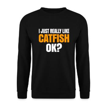 Catfish Fish Fishing Gift - Unisex Sweatshirt - black - Front - Alina (178cm) & Michal (187cm)
