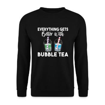 Bubble Tea Lover Gift - Unisex Sweatshirt - black - Front - Alina (178cm) & Michal (187cm)