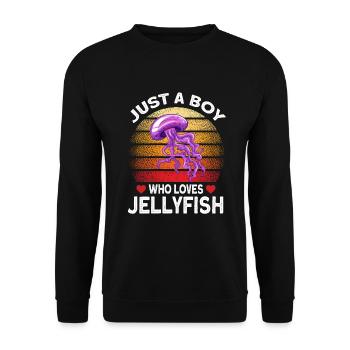 Just a boy who loves jellyfish - Unisex Sweatshirt - black - Front - Alina (178cm) & Michal (187cm)