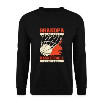 Basketball Opa Basketballspieler Geschenk - Unisex Pullover - Schwarz - Vorne - Alina (178cm) & Michal (187cm)