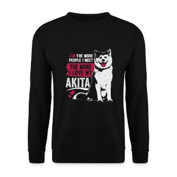 Japanischer Akita Akita-Inu Hund Geschenk - Unisex Pullover - Schwarz - Vorne - Alina (178cm) & Michal (187cm)
