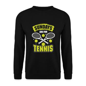 Tennis Tennisplatz Sonntag Tennisspieler Geschenk - Unisex Pullover - Schwarz - Vorne - Alina (178cm) & Michal (187cm)