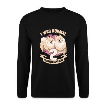 Zwei Pomeranian Hund Hundehalter Geschenk - Unisex Pullover - Schwarz - Vorne - Alina (178cm) & Michal (187cm)