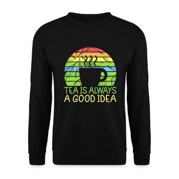 Teeliebhaber Geschenke - Unisex Pullover - Schwarz - Vorne - Alina (178cm) & Michal (187cm)