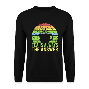 Teeliebhaber Geschenke - Unisex Pullover - Schwarz - Vorne - Alina (178cm) & Michal (187cm)