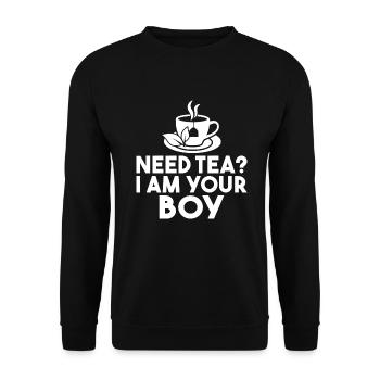Teeliebhaber Geschenke - Unisex Pullover - Schwarz - Vorne - Alina (178cm) & Michal (187cm)