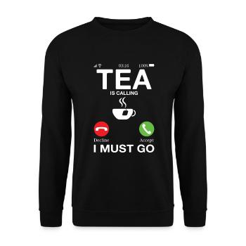 Teeliebhaber Geschenke - Unisex Pullover - Schwarz - Vorne - Alina (178cm) & Michal (187cm)