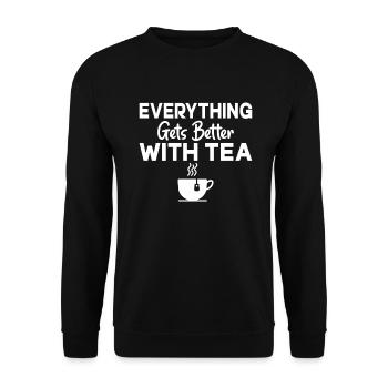 Teeliebhaber Geschenke - Unisex Pullover - Schwarz - Vorne - Alina (178cm) & Michal (187cm)