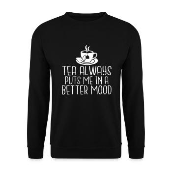 Teeliebhaber Geschenke - Unisex Pullover - Schwarz - Vorne - Alina (178cm) & Michal (187cm)