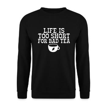 Teeliebhaber Geschenke - Unisex Pullover - Schwarz - Vorne - Alina (178cm) & Michal (187cm)